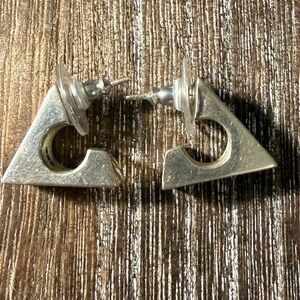 Unique Solid Triangular Wedge Modern .925 Sterling Earrings